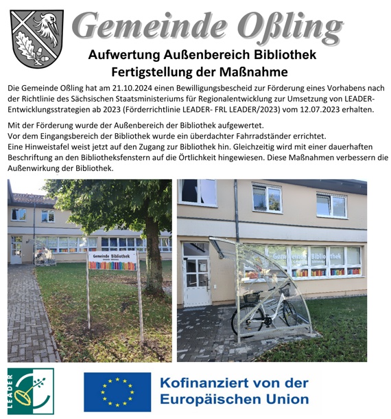 Bibliothek O&szlig;ling - Fertigstellung Au&szlig;enbereich