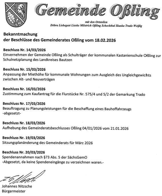 Beschl&uuml;sse der GR-Sitzung 02/2026